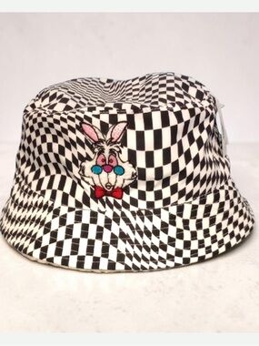 Disney Black and White Checkered Bunny Patch Bucket Hat